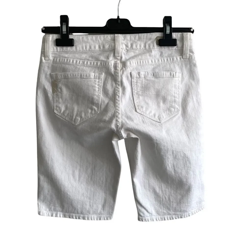 PAIGE DENIM Optic White Y2K Jax Knee Shorts Bermuda Denim Jean Shorts 24